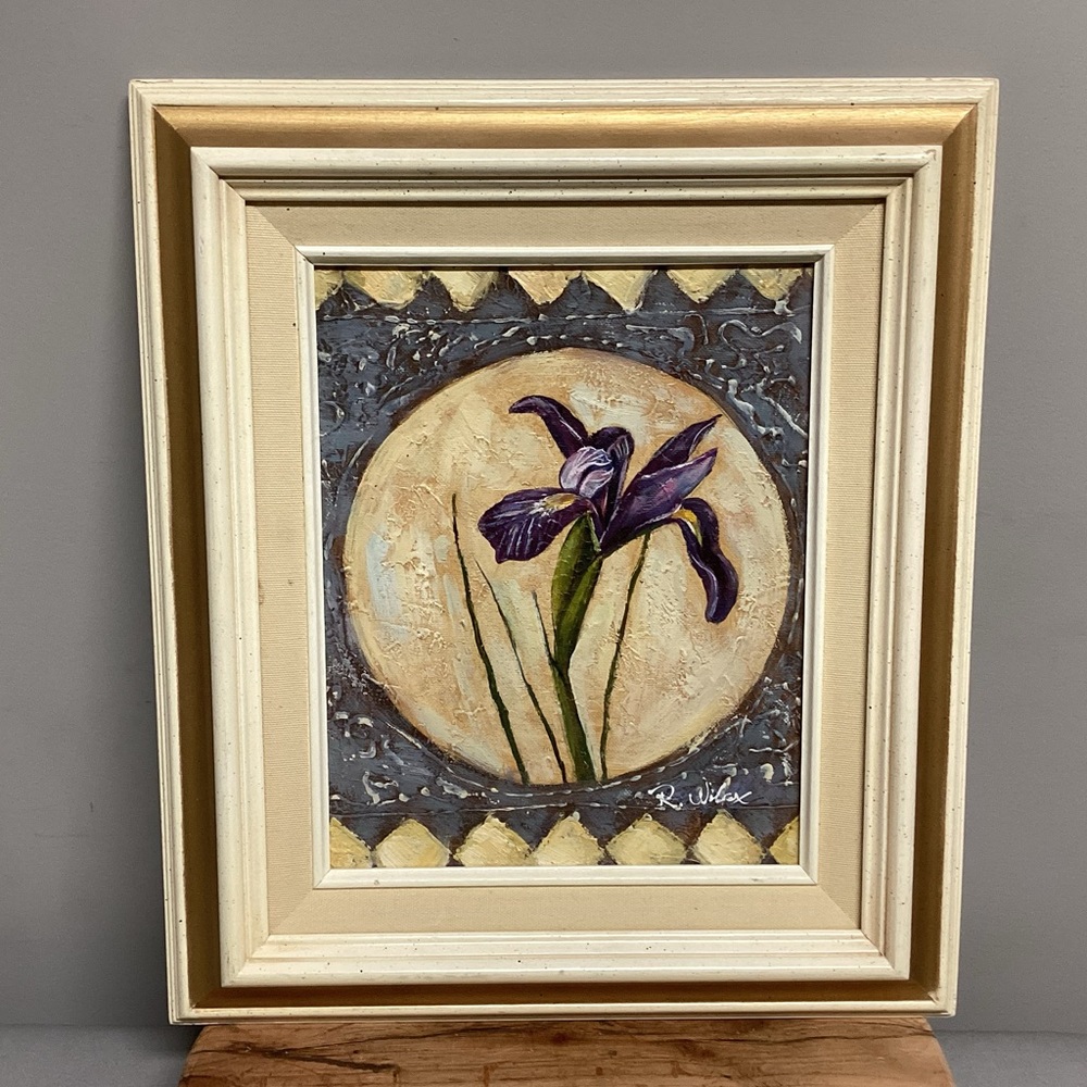 🟣 Vintage Signed R. Wilcox Original Oil Painting on Canvas & Solid Wood Framed